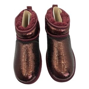 NWOT UGG Women's Classic Ultra Mini Ball Glitter Sparkle Shearling Booties Sz 7